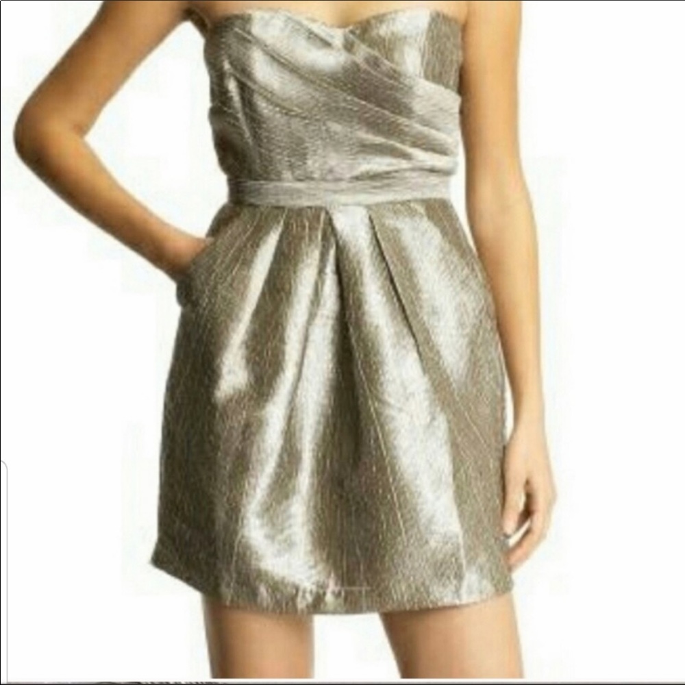 NEW GREYLIN ANTHROPOLOGIE Dress Strapless Metallic Size Medium